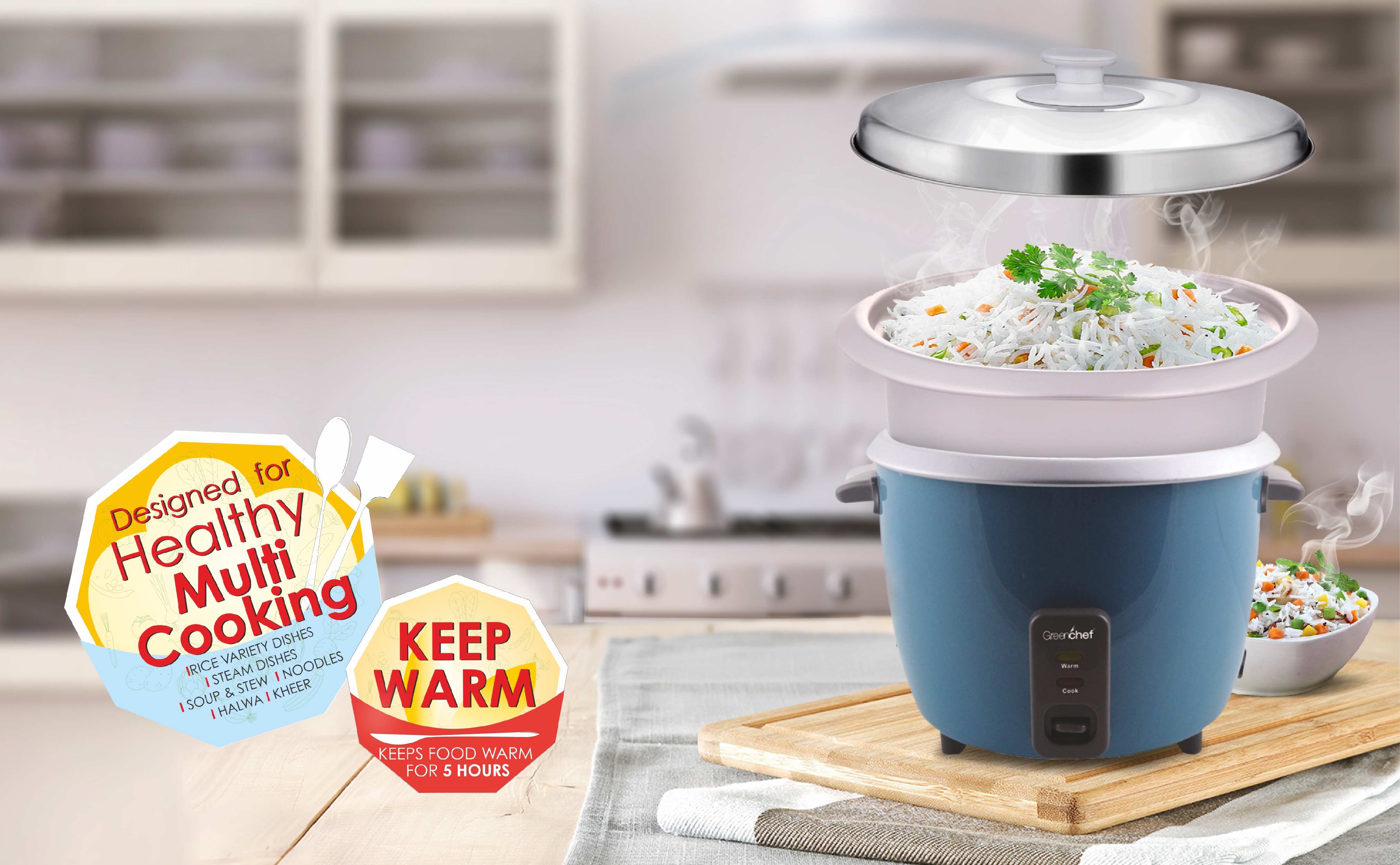 2.8L Non-Stick Electric Rice Cooker Keep Warm Steamer Cooking Pot